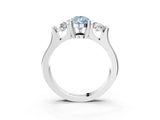 Silver Three-Stone Fancy Blue Pear Cut Cut Classic Band Prong Setting Ring_9