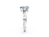 Silver Three-Stone Fancy Blue Pear Cut Cut Diamond Ring with Trillion Side Stones on a Split Shank Band_8