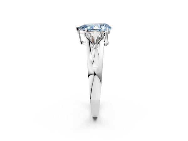 Sterling Silver Pear-Shaped Split Shank Three Stone Engagement Ring Setting for Fancy Blue Center