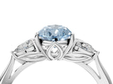 Silver Three-Stone Fancy Blue Pear Cut Diamond Ring with Pear  Side Stones in Four-Prong Setting_16
