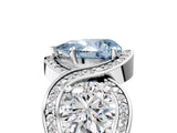 Silver Three-Stone Fancy Blue Pear Cut Diamond Wave Pave Band with Prong Setting_35