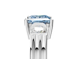 Silver Three-Stone Fancy Blue Princess Cut Cut Classic Band Prong Setting Ring_11