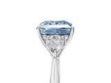 Silver Three-Stone Fancy Blue Princess Cut Diamond Ring with Pear  Side Stones in Four-Prong Setting_17