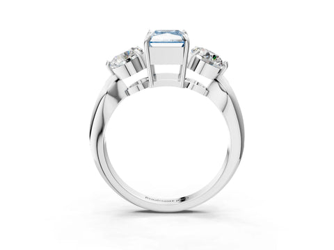 Silver Three-Stone Fancy Blue Radiant Cut Diamond Channel Set Engagement Ring with Prong Setting_21