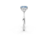 Silver Three-Stone Fancy Blue Radiant Cut Diamond Ring with Pear  Side Stones in Four-Prong Setting_14