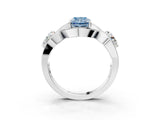 Silver Three-Stone Fancy Blue Radiant Cut Diamond Wave Pave Band with Prong Setting_39