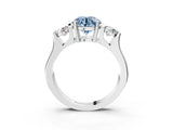 Silver Three-Stone Fancy Blue Round Cut Cut Classic Band Prong Setting Ring_9