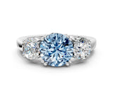 Silver Three-Stone Fancy Blue Round Cut Cut Diamond Ring with Channel Set Band and Four-Prong Setting_24