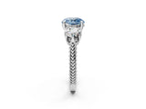 Silver Three-Stone Fancy Blue Round Cut Cut Milgrain Band Prong Setting Ring_8