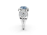 Silver Three-Stone Fancy Blue Round Cut Diamond Wave Pave Band with Prong Setting_8