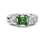 Silver Three-Stone Fancy Green Asscher Cut Cut Diamond Ring with Channel Set Band and Four-Prong Setting_31