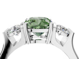 Silver Three-Stone Fancy Green Cushion Cut Cut Classic Band Prong Setting Ring_10