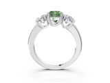 Silver Three-Stone Fancy Green Cushion Cut Cut Diamond Ring with Channel Set Band and Four-Prong Setting_27