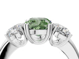 Silver Three-Stone Fancy Green Cushion Cut Cut Diamond Ring with Channel Set Band and Four-Prong Setting_28