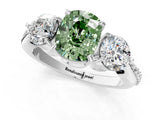 Silver Three-Stone Fancy Green Cushion Cut Diamond Channel Set Engagement Ring with Prong Setting_25