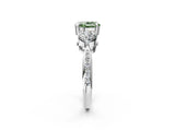 Silver Three-Stone Fancy Green Cushion Cut Diamond Channel Set Engagement Ring with Prong Setting_26