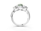 Silver Three-Stone Fancy Green Cushion Cut Diamond Channel Set Engagement Ring with Prong Setting_27