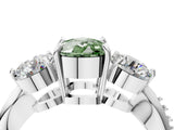 Silver Three-Stone Fancy Green Cushion Cut Diamond Channel Set Engagement Ring with Prong Setting_28