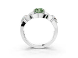 Silver Three-Stone Fancy Green Cushion Cut Diamond Wave Pave Band with Prong Setting_81