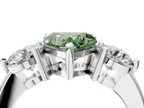 Silver Three-Stone Fancy Green Heart  Brilliant Cut Solitaire Ring with Prong Setting on a Classic Band 5