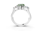 Silver Three-Stone Fancy Green Heart Cut Cut Classic Band Prong Setting Ring_15