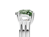 Silver Three-Stone Fancy Green Heart Cut Cut Classic Band Prong Setting Ring_17