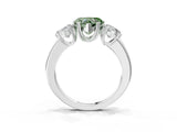 Silver Three-Stone Fancy Green Heart Cut Cut Diamond Ring with Channel Set Band and Four-Prong Setting_27