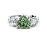 Silver Three-Stone Fancy Green Heart Cut Diamond Channel Set Engagement Ring with Prong Setting_12