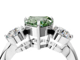Silver Three-Stone Fancy Green Heart Cut Diamond Channel Set Engagement Ring with Prong Setting_16