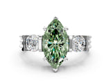 Silver Three-Stone Fancy Green Marquise Cut Cut Classic Band Prong Setting Ring_6