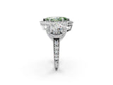 Silver Three-Stone Fancy Green Marquise Cut Halo Diamond Milgrain Band with Four-Prong Setting_8