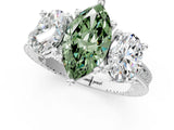 Silver Three-Stone Fancy Green Marquise  Diamond Milgrain Pave Band with Prong Setting 2