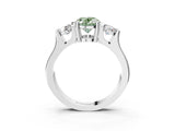 Silver Three-Stone Fancy Green Oval Cut Cut Classic Band Prong Setting Ring_9