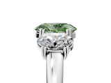 Silver Three-Stone Fancy Green Oval Cut Cut Diamond Ring with Channel Set Band and Four-Prong Setting_35