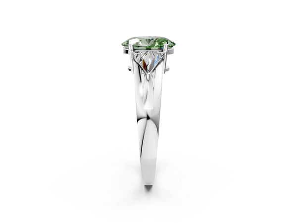 Sterling Silver Oval Split Shank Three Stone Engagement Ring Setting for Fancy Green Center