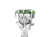 Silver Three-Stone Fancy Green Oval Cut Diamond Channel Set Engagement Ring with Prong Setting_23