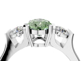 Silver Three-Stone Fancy Green Pear Cut Cut Classic Band Prong Setting Ring_10