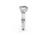 Silver Three-Stone Fancy Green Pear Cut Cut Classic Band Prong Setting Ring_8