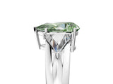 Silver Three-Stone Fancy Green Pear Cut Cut Diamond Ring with Trillion Side Stones on a Split Shank Band_11