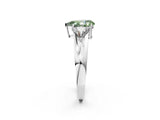 Silver Three-Stone Fancy Green Pear Cut Cut Diamond Ring with Trillion Side Stones on a Split Shank Band_8