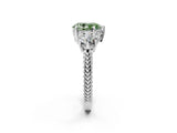 Silver Three-Stone Fancy Green Pear Cut Cut Milgrain Band Prong Setting Ring_8