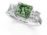 Silver Three-Stone Fancy Green Princess Cut Cut Diamond Ring with Channel Set Band and Four-Prong Setting_19