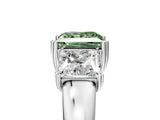 Silver Three-Stone Fancy Green Princess Cut Cut Diamond Ring with Channel Set Band and Four-Prong Setting_23