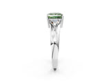 Silver Three-Stone Fancy Green Princess Cut Cut Diamond Ring with Trillion Side Stones on a Split Shank Band_32