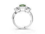 Silver Three-Stone Fancy Green Princess Cut Diamond Channel Set Engagement Ring with Prong Setting_27