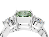 Silver Three-Stone Fancy Green Princess Cut Diamond Channel Set Engagement Ring with Prong Setting_28
