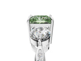 Silver Three-Stone Fancy Green Princess Cut Diamond Channel Set Engagement Ring with Prong Setting_29