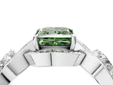 Silver Three-Stone Fancy Green Princess Cut Diamond Wave Pave Band with Prong Setting_40