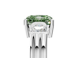 Silver Three-Stone Fancy Green Radiant Cut Cut Classic Band Prong Setting Ring_11
