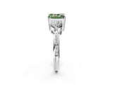Silver Three-Stone Fancy Green Radiant Cut Diamond Channel Set Engagement Ring with Prong Setting_20